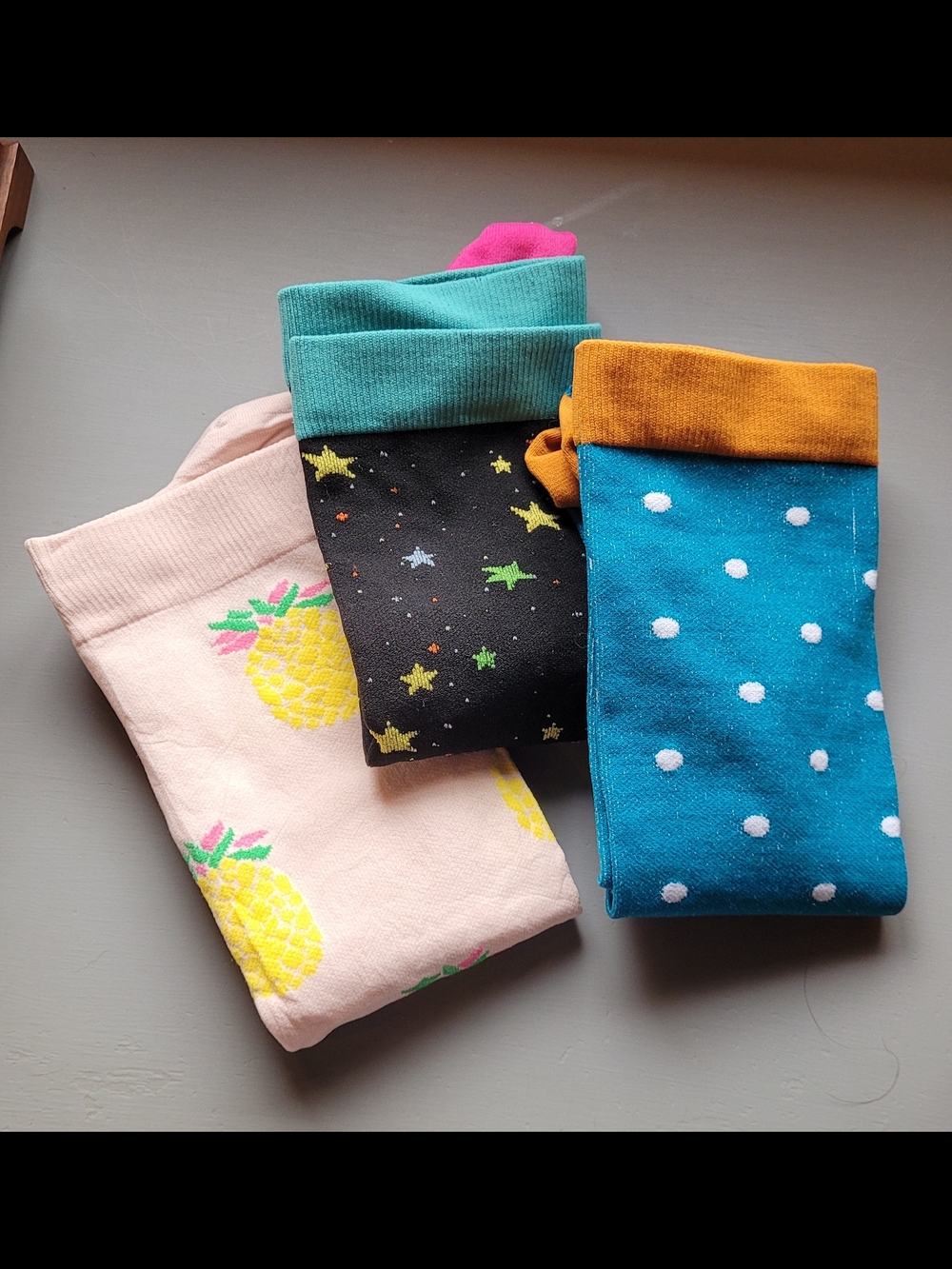 Women's 3-Pack Compression Socks - Pink Pineapple, Black Stars, Teal Polka Dot